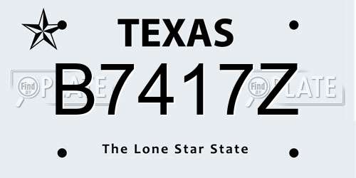 B7417Z Texas License Plate