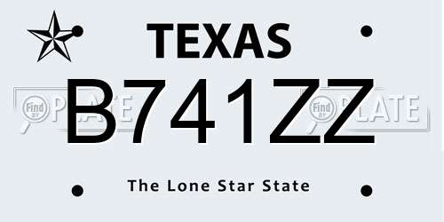 B741ZZ Texas License Plate