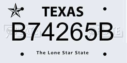 B74265B Texas License Plate