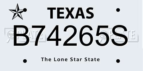 B74265S Texas License Plate