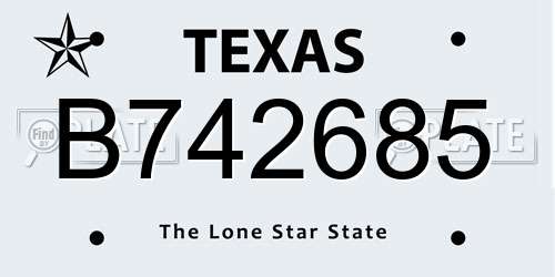 B742685 Texas License Plate