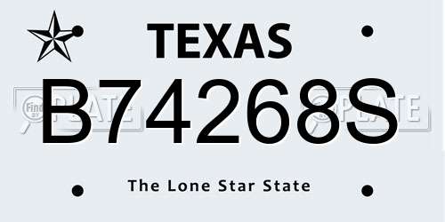 B74268S Texas License Plate
