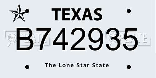 B742935 Texas License Plate