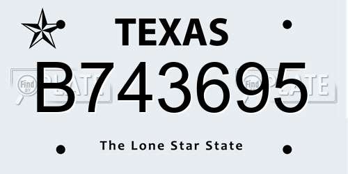 B743695 Texas License Plate