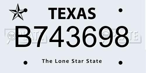 B743698 Texas License Plate
