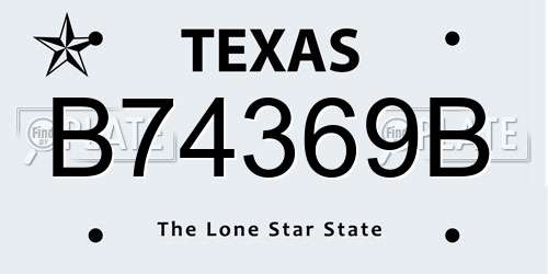 B74369B Texas License Plate