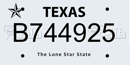 B744925 Texas License Plate