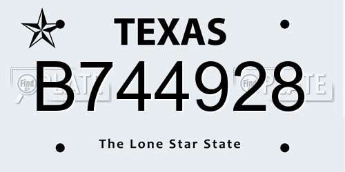 B744928 Texas License Plate