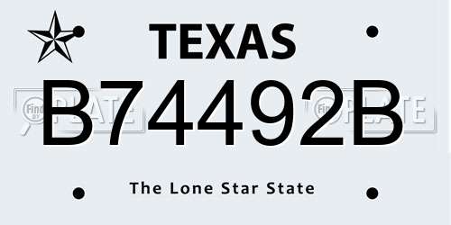 B74492B Texas License Plate
