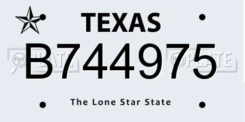B744975 Texas License Plate