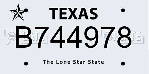 B744978 Texas License Plate