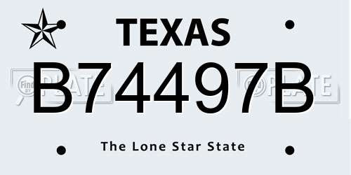 B74497B Texas License Plate