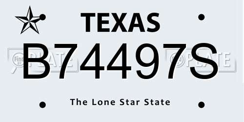 B74497S Texas License Plate