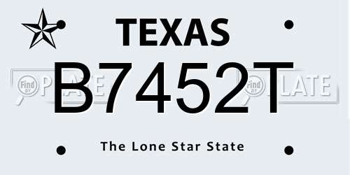 B7452T Texas License Plate