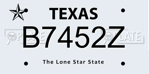 B7452Z Texas License Plate