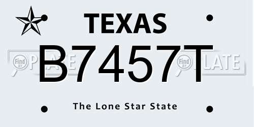 B7457T Texas License Plate