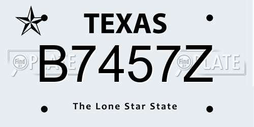 B7457Z Texas License Plate
