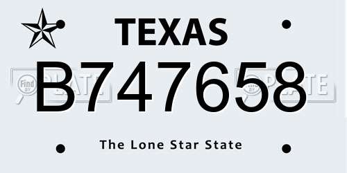 B747658 Texas License Plate