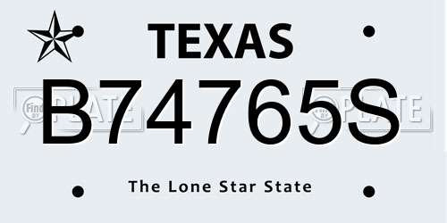 B74765S Texas License Plate