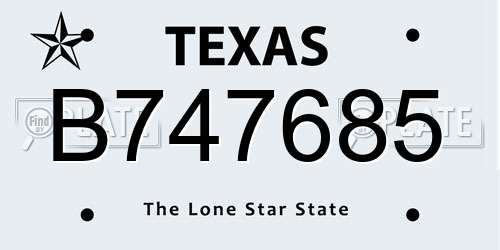 B747685 Texas License Plate