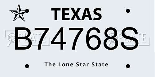 B74768S Texas License Plate