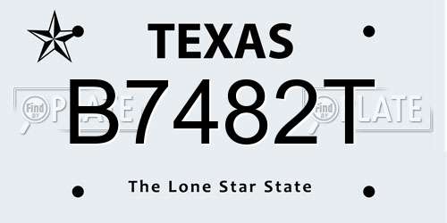 B7482T Texas License Plate