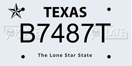 B7487T Texas License Plate