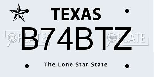 B74BTZ Texas License Plate