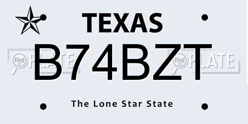 B74BZT Texas License Plate