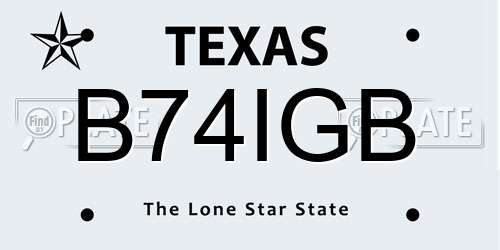 B74IGB Texas License Plate