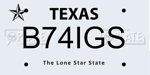 B74IGS Texas License Plate