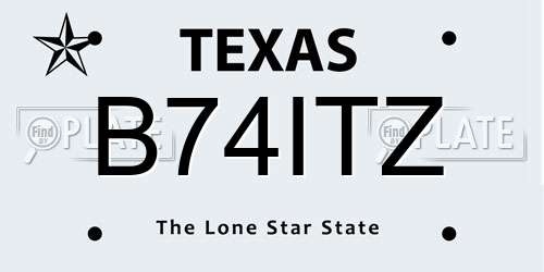 B74ITZ Texas License Plate