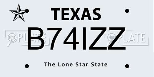 B74IZZ Texas License Plate