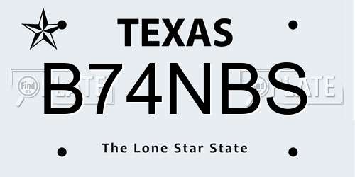 B74NBS Texas License Plate
