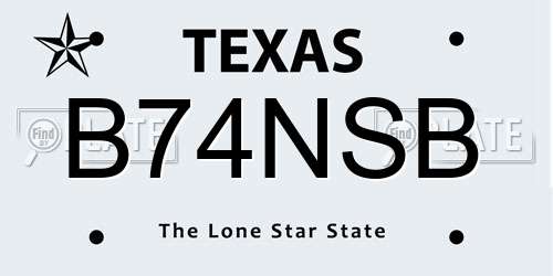 B74NSB Texas License Plate