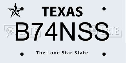 B74NSS Texas License Plate
