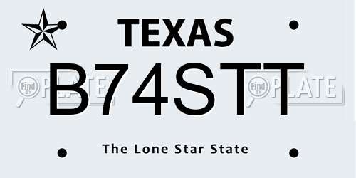 B74STT Texas License Plate