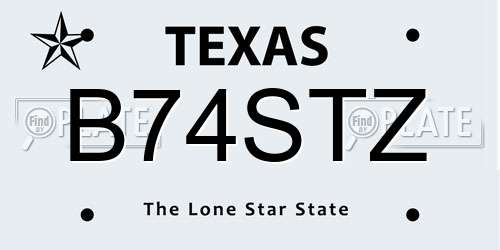 B74STZ Texas License Plate