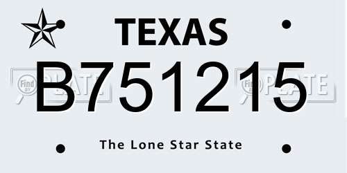 B751215 Texas License Plate