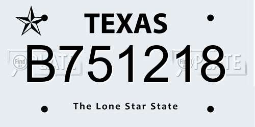 B751218 Texas License Plate