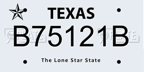 B75121B Texas License Plate
