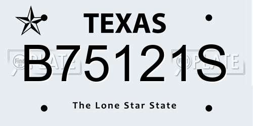 B75121S Texas License Plate