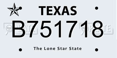 B751718 Texas License Plate