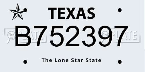 B752397 Texas License Plate