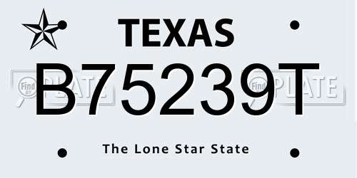 B75239T Texas License Plate