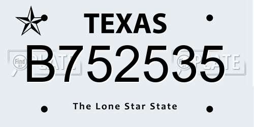 B752535 Texas License Plate