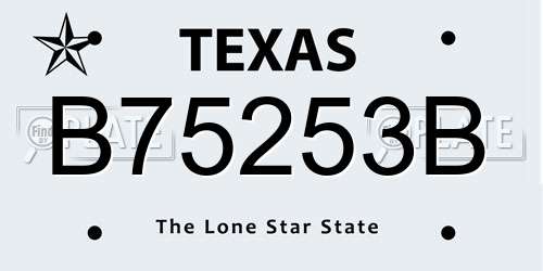 B75253B Texas License Plate