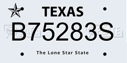 B75283S Texas License Plate
