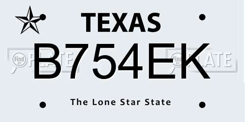 B754EK Texas License Plate