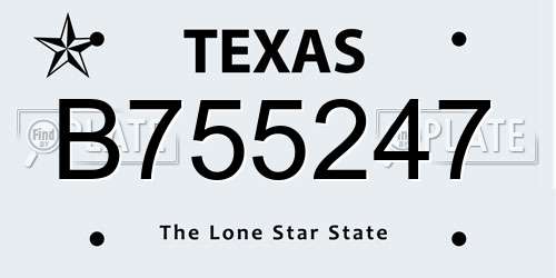 B755247 Texas License Plate